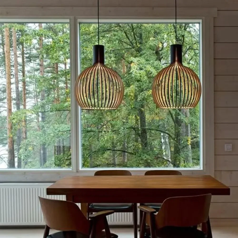 Japanese Wooden pendant Fixture x 2